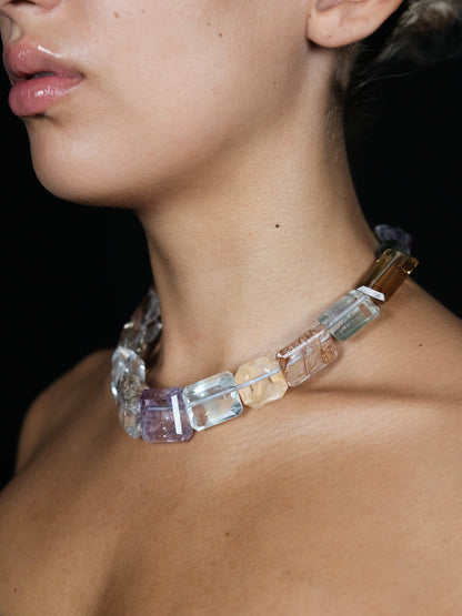 Necklace: amethyst, citrine, rosequartz, ruthilated quartz