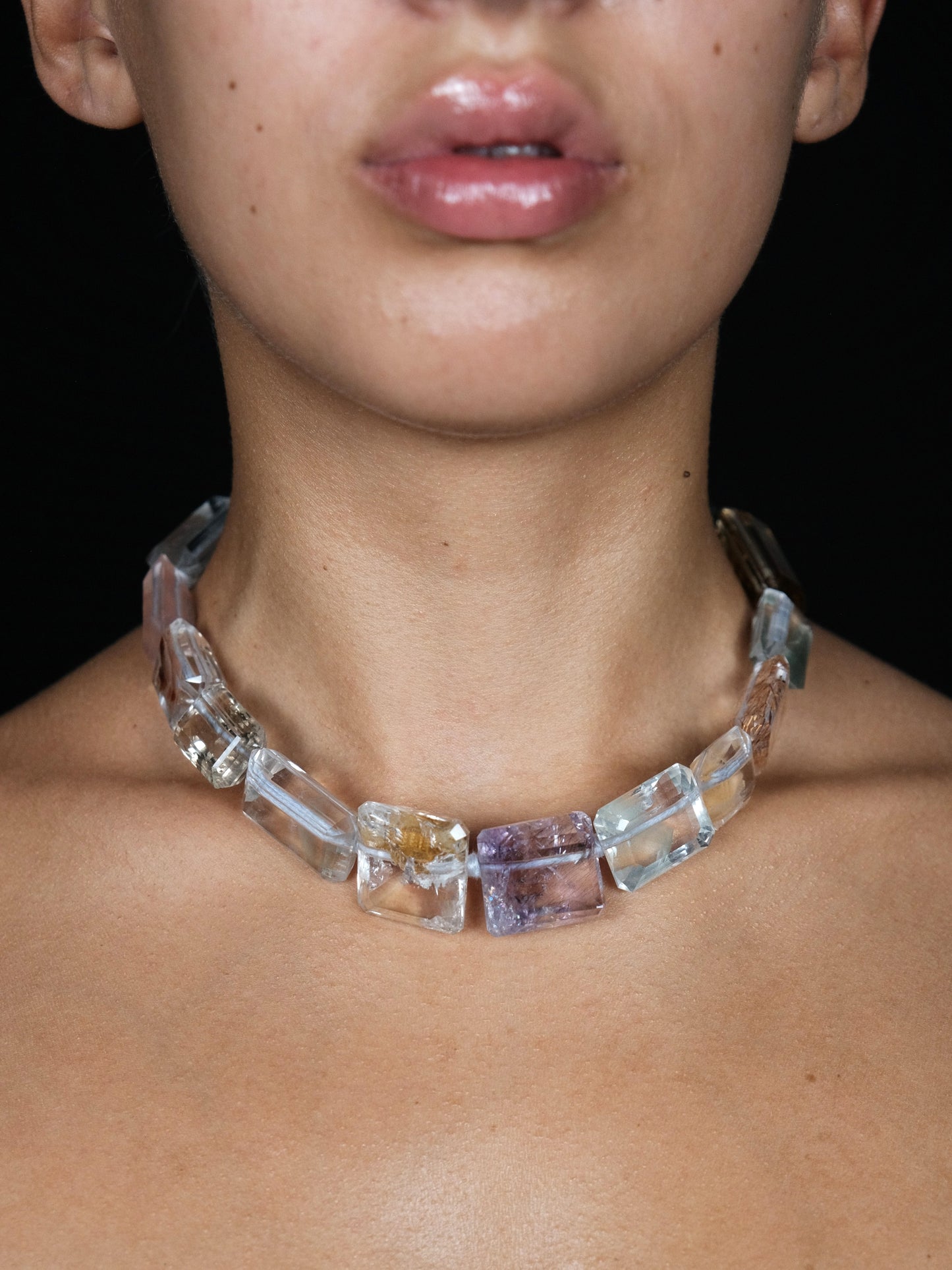 Necklace: amethyst, citrine, rosequartz, ruthilated quartz