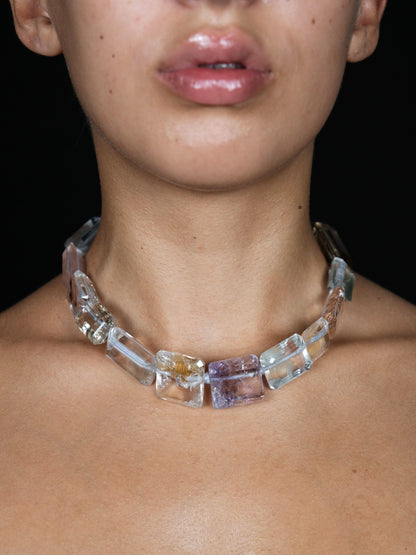 Necklace: amethyst, citrine, rosequartz, ruthilated quartz
