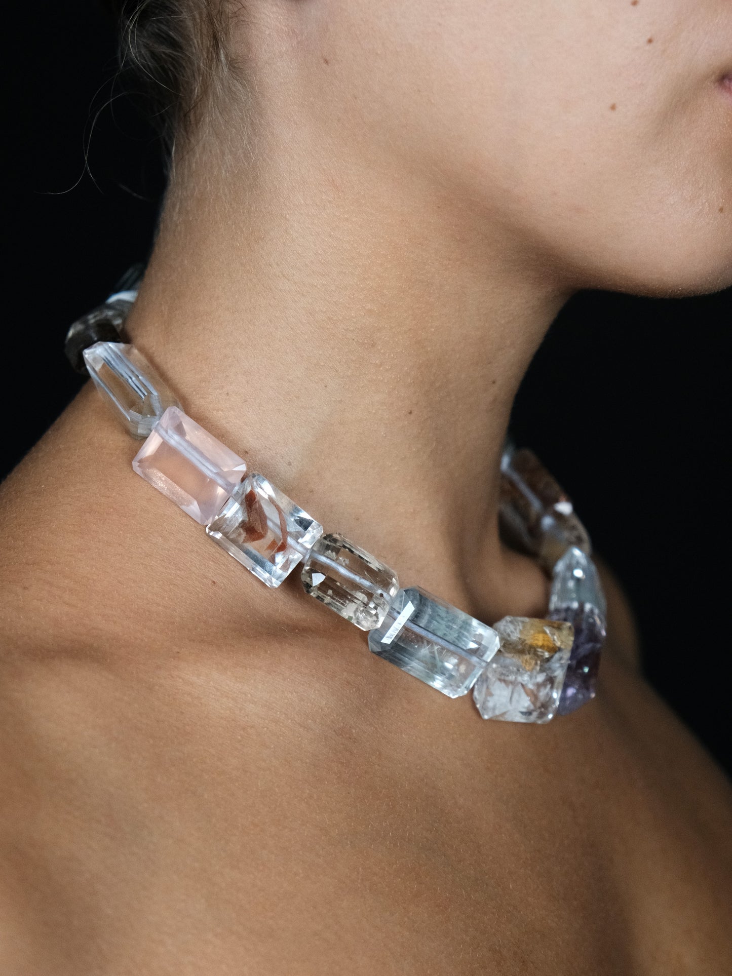 Necklace: amethyst, citrine, rosequartz, ruthilated quartz