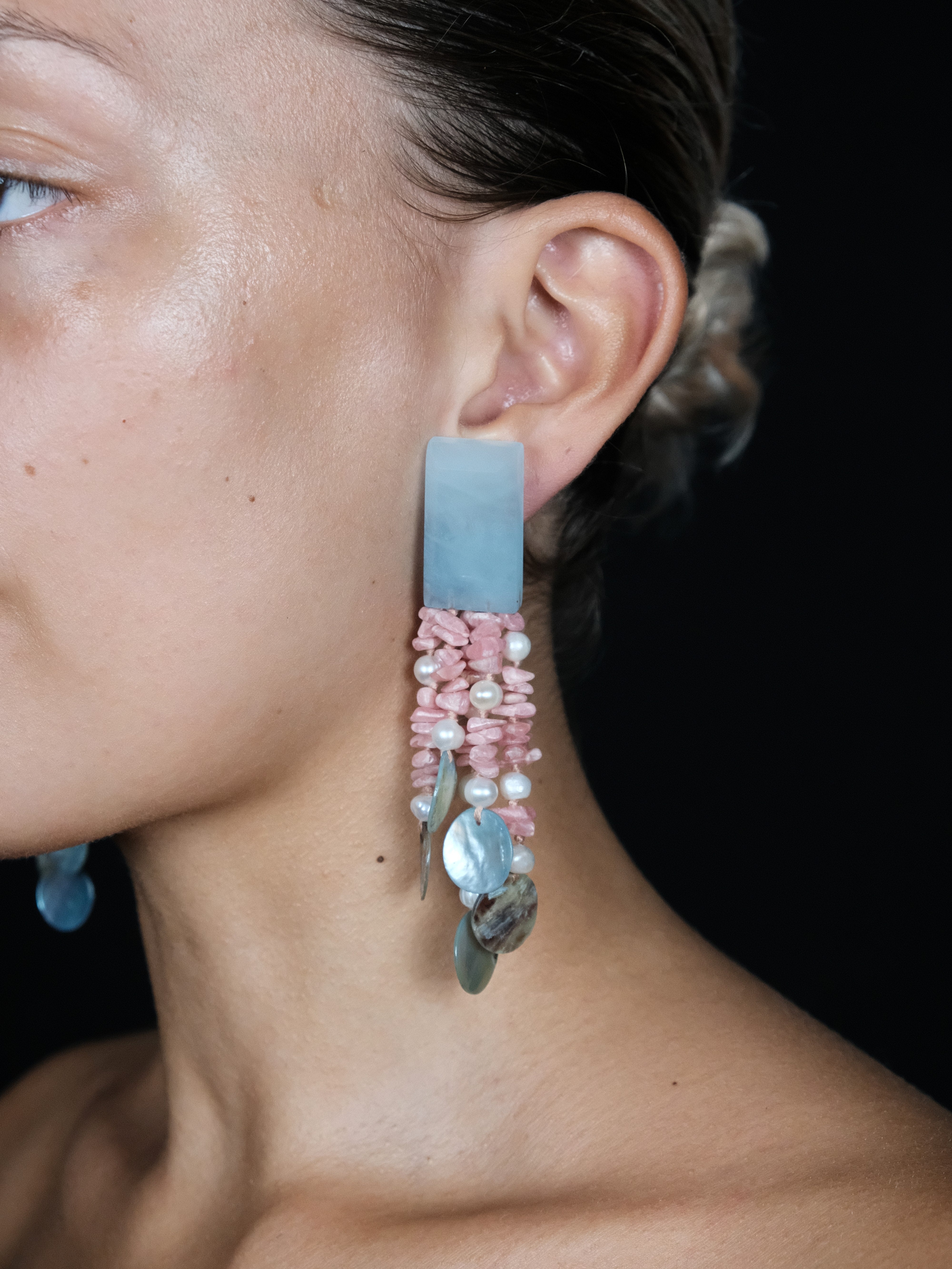 Earrings: multi materials