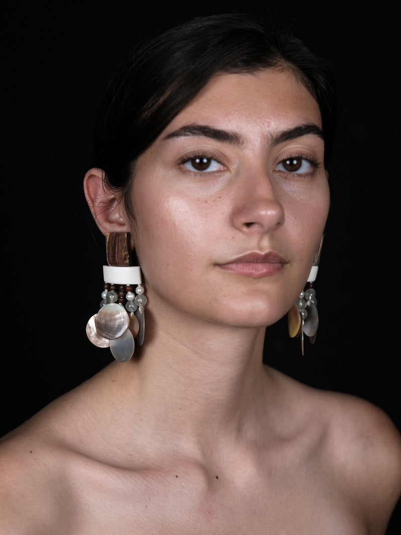 Earrings: multi materials