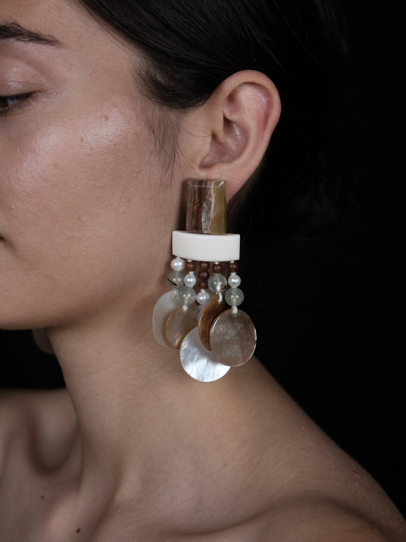 Earrings: multi materials