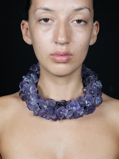 Necklace: amethyst, amaranth wood