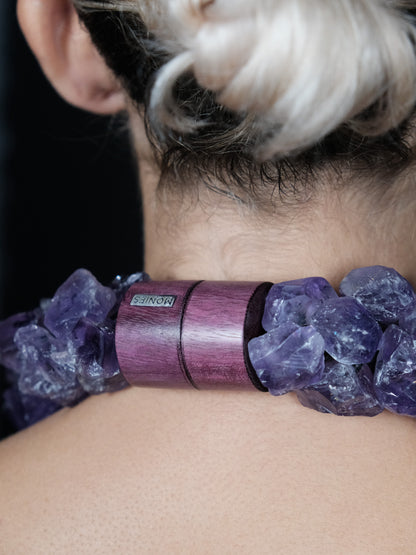 Necklace: amethyst, amaranth wood
