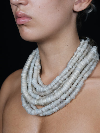 Necklace: antique beads, rutilated quartz
