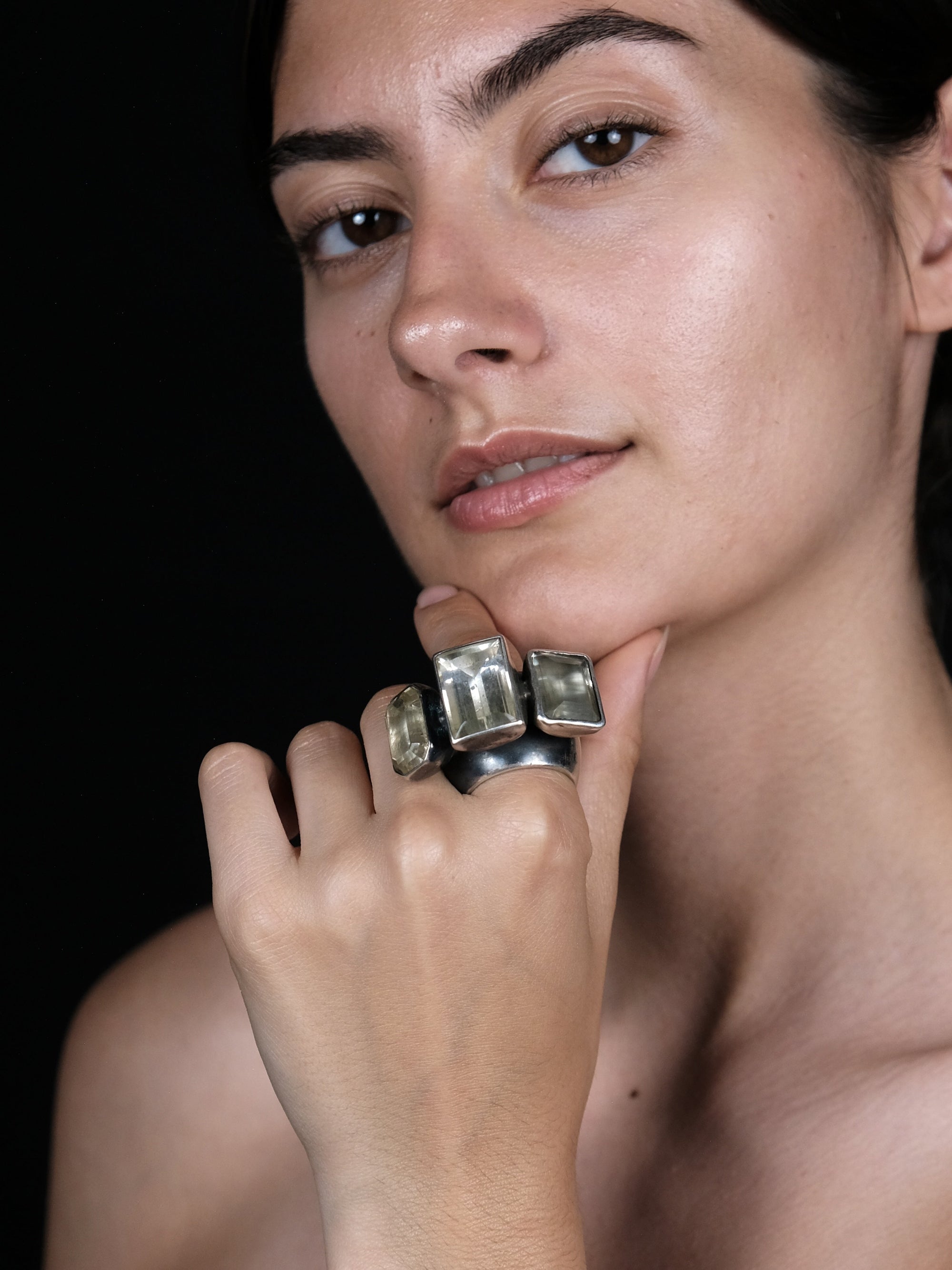 Ring: oxidized silver, citrine