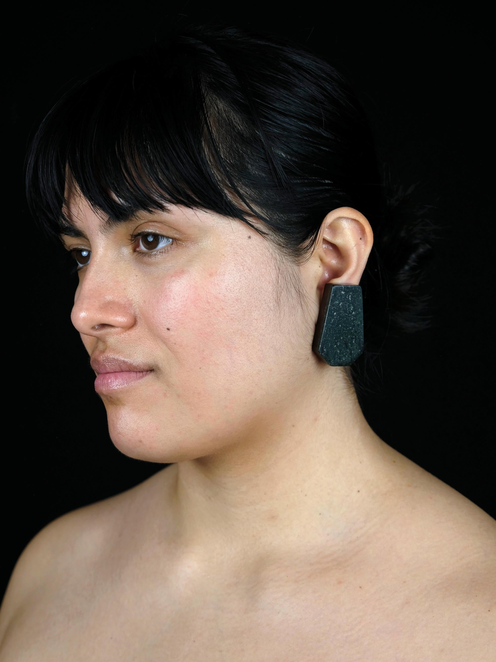 Earrings: jasper, padouk