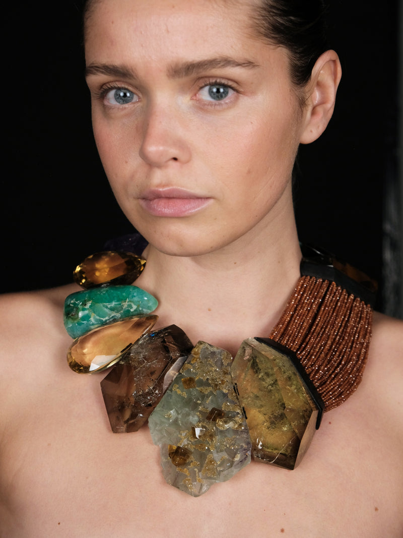 Necklace: citrine, amethyst, chrysoprase, topaz