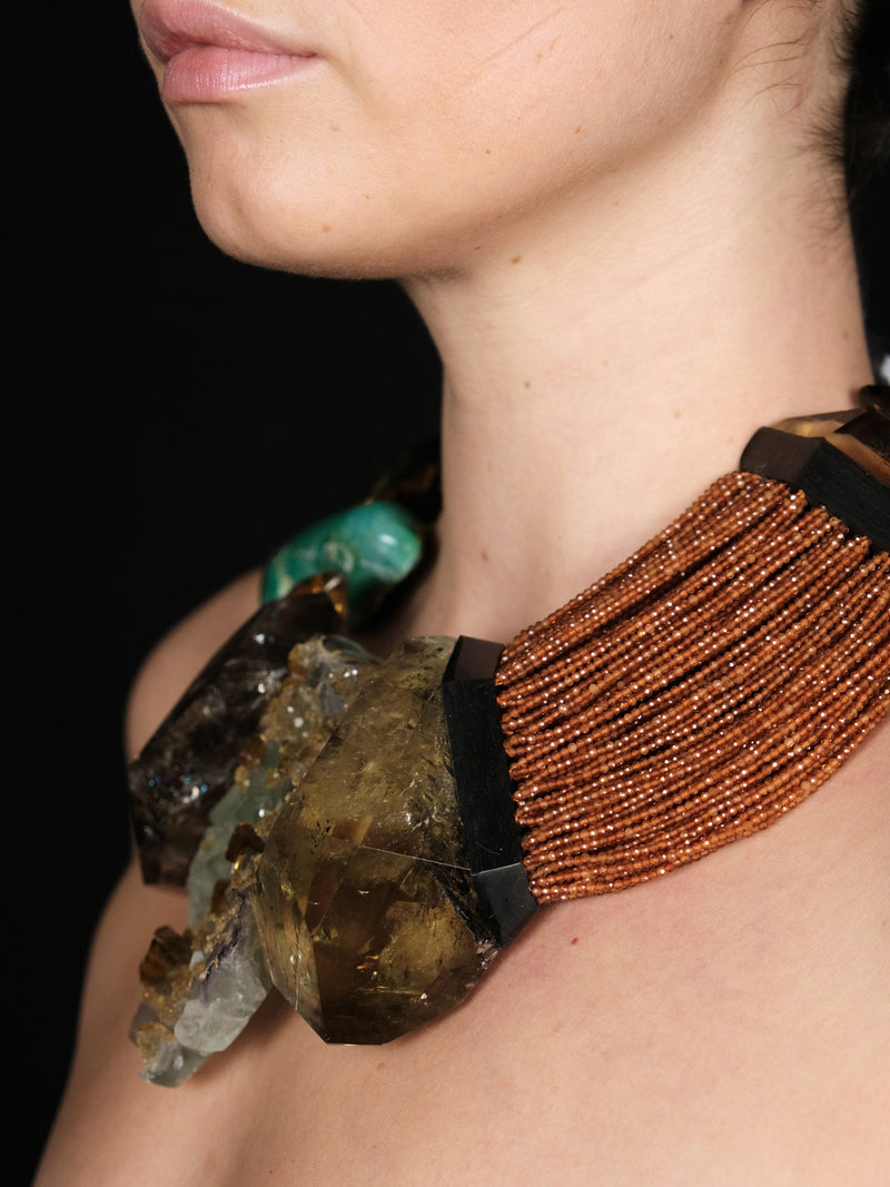 Necklace: citrine, amethyst, chrysoprase, topaz