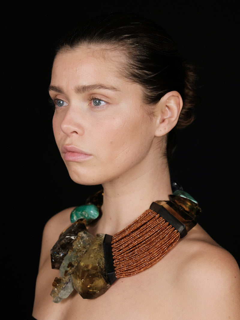 Necklace: citrine, amethyst, chrysoprase, topaz