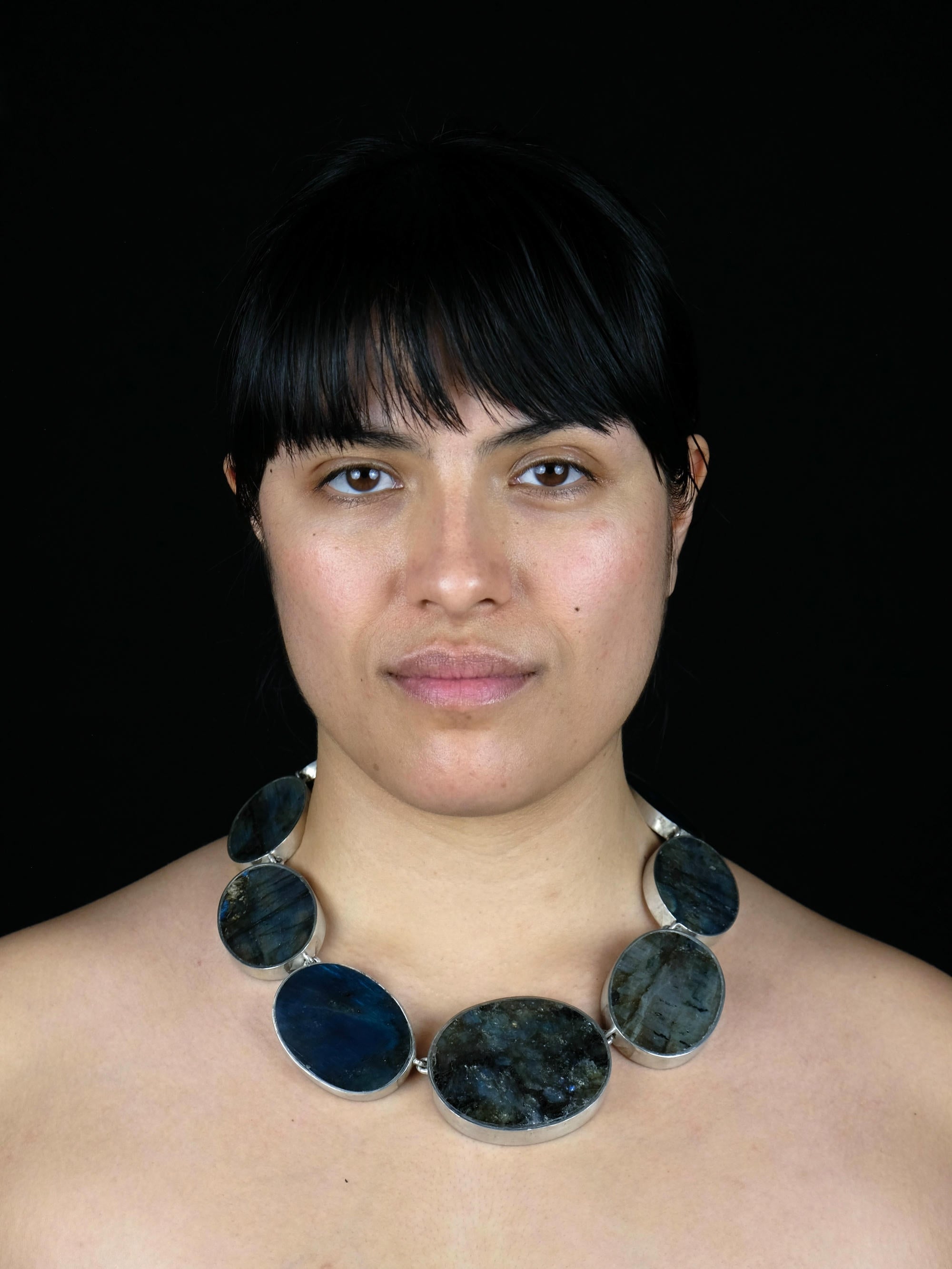 Necklace: silver, labradorite