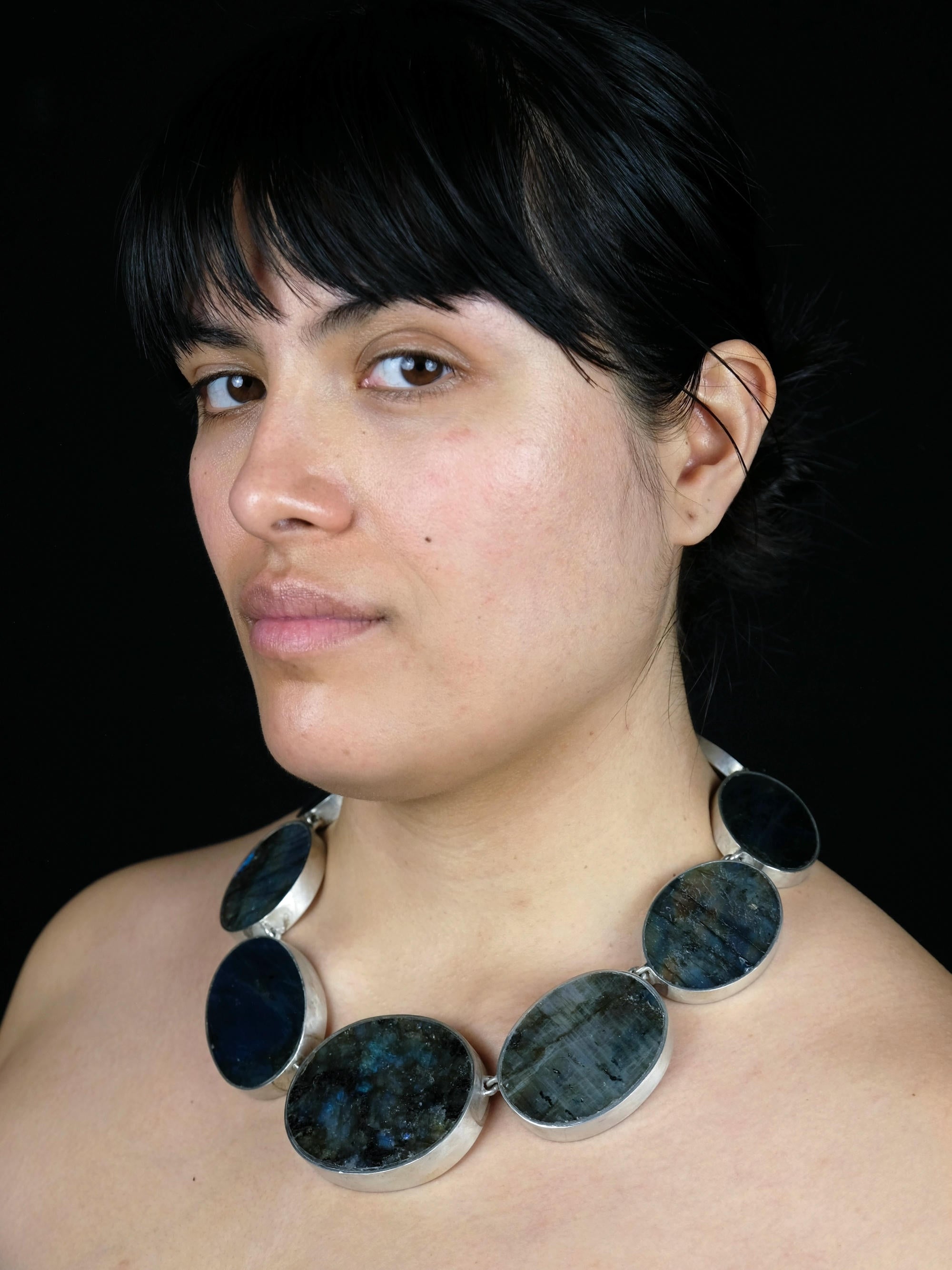 Necklace: silver, labradorite