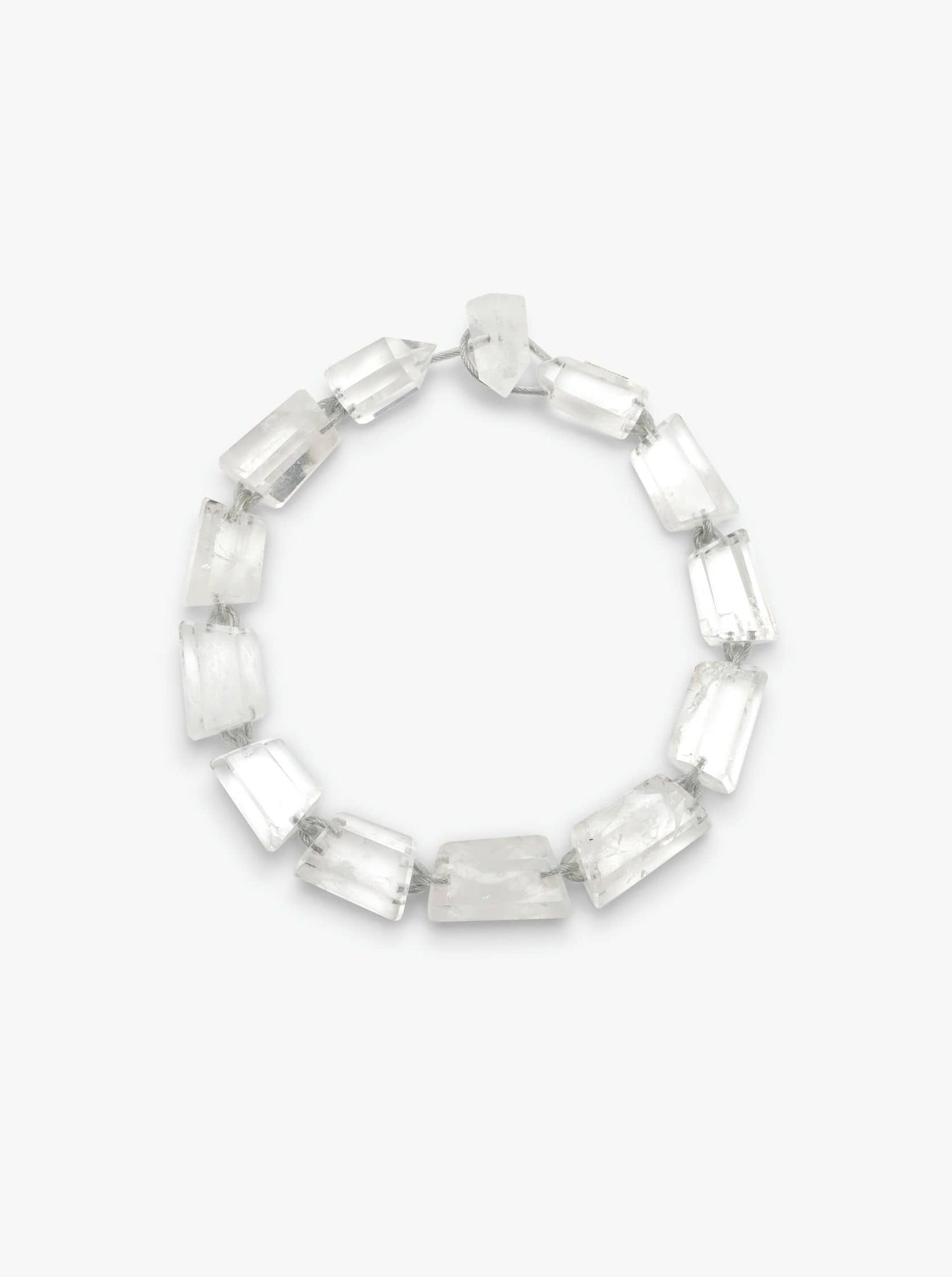 Mint necklace: mountain crystal, steel wire