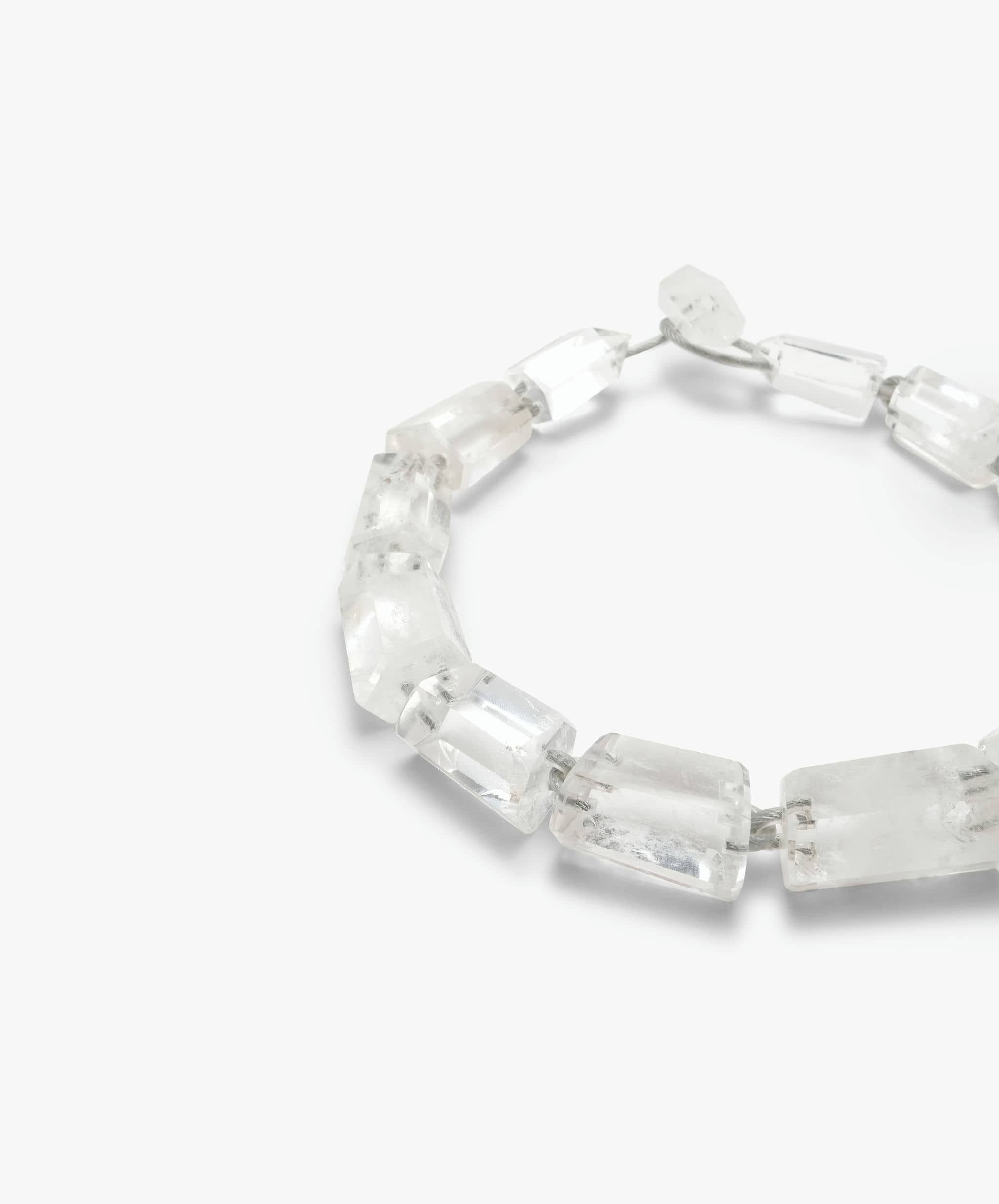 Mint necklace: mountain crystal, steel wire