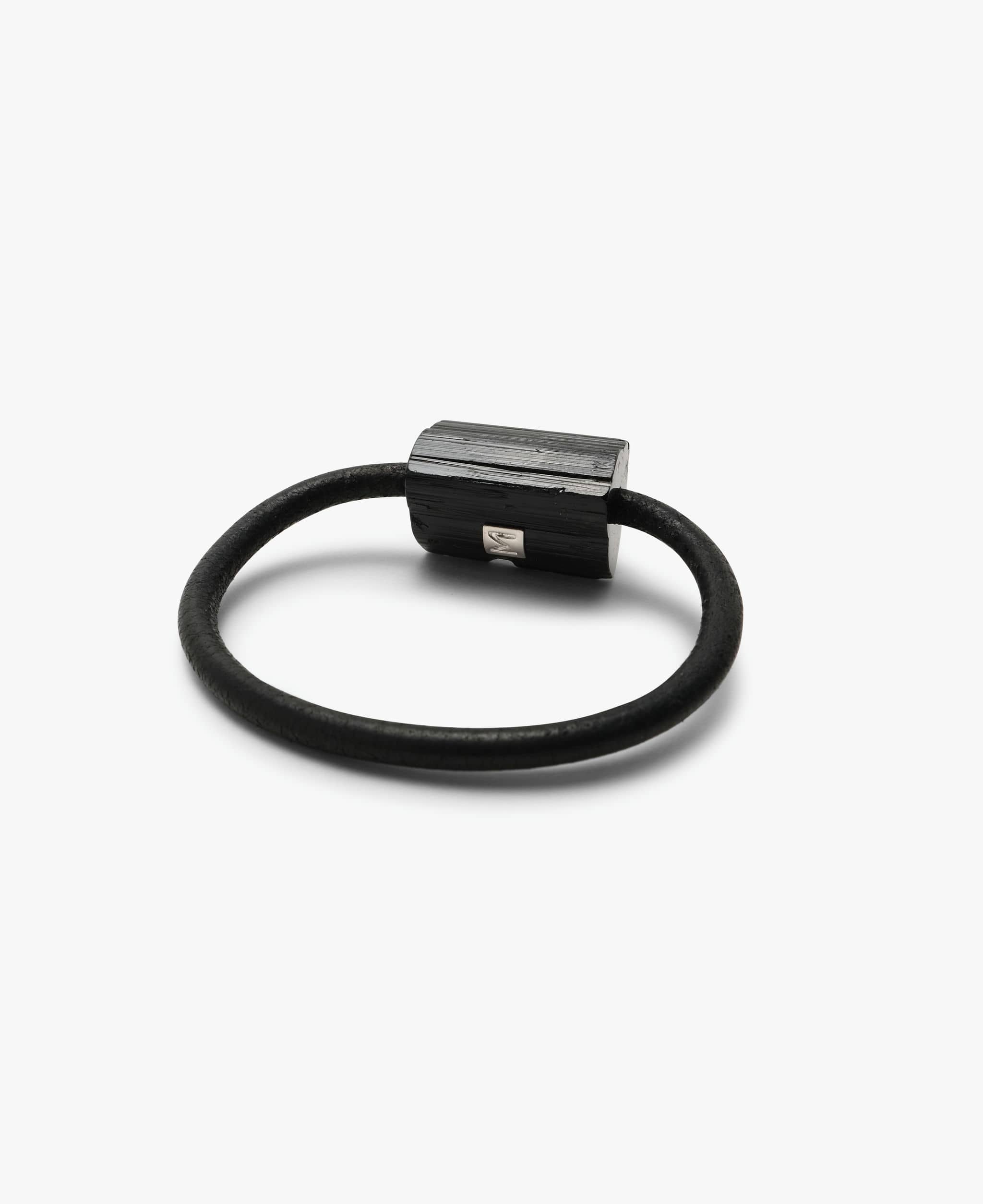 Mint bracelet: leather, black tourmaline