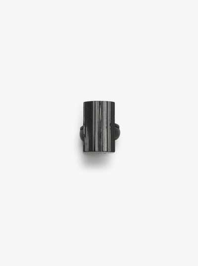 Encre ring: black tourmaline, leather