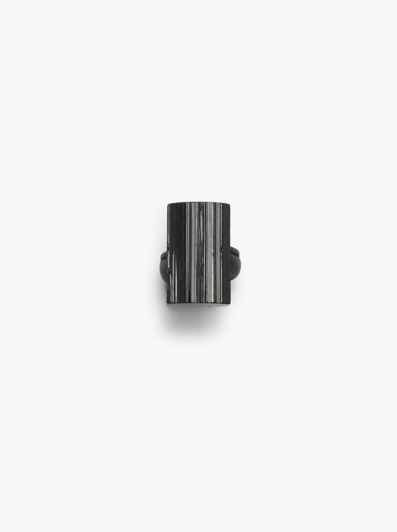 Encre ring: black tourmaline, leather