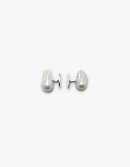 Cuff links: sterling silver, baroque pearl