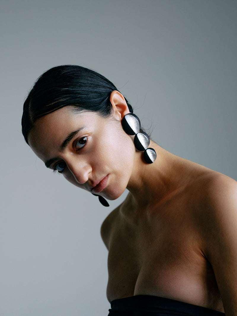 Zuri earrings: acacia, silverfoil