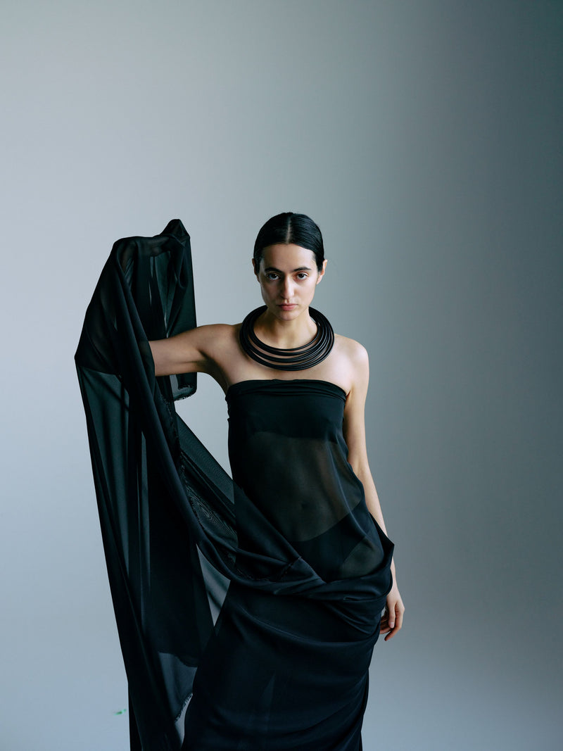 Oraya necklace: leather, bog oak