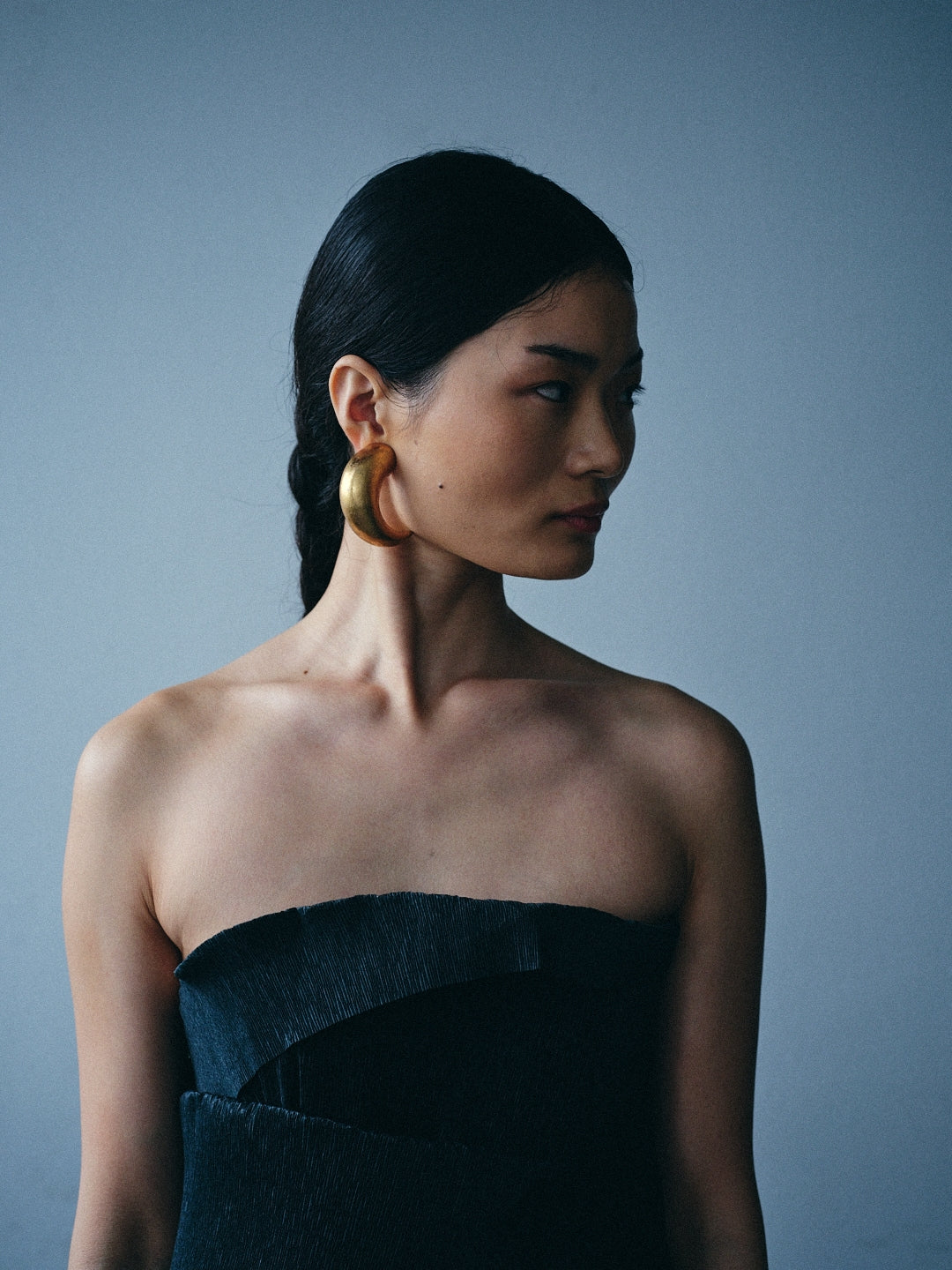 Zima earrings: acacia, goldfoil, silverplated brass