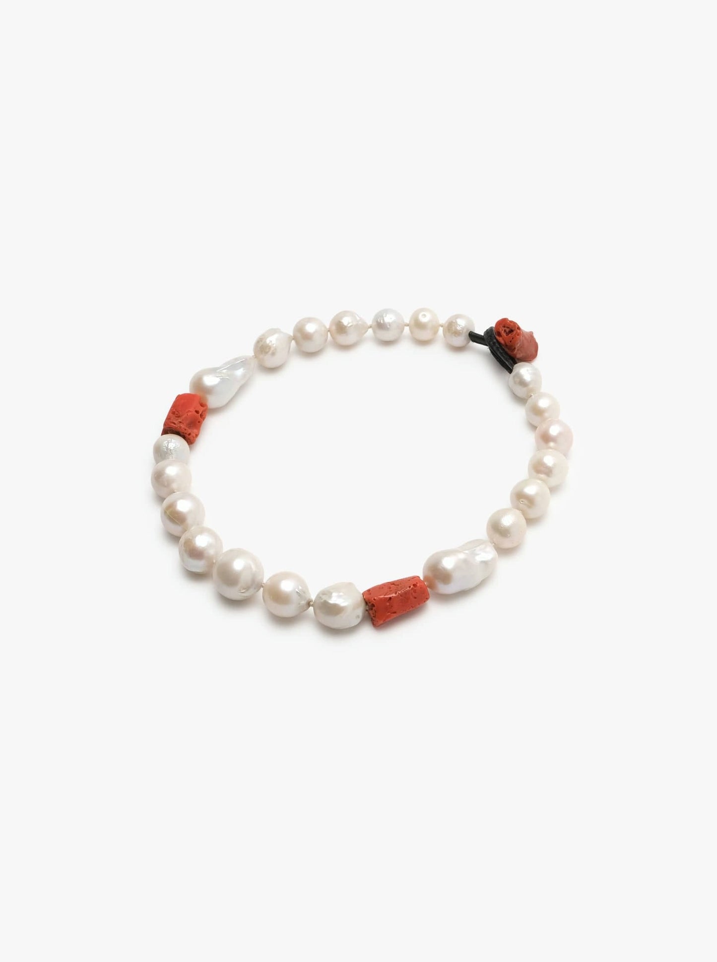 Necklace: freshwater pearls, coral