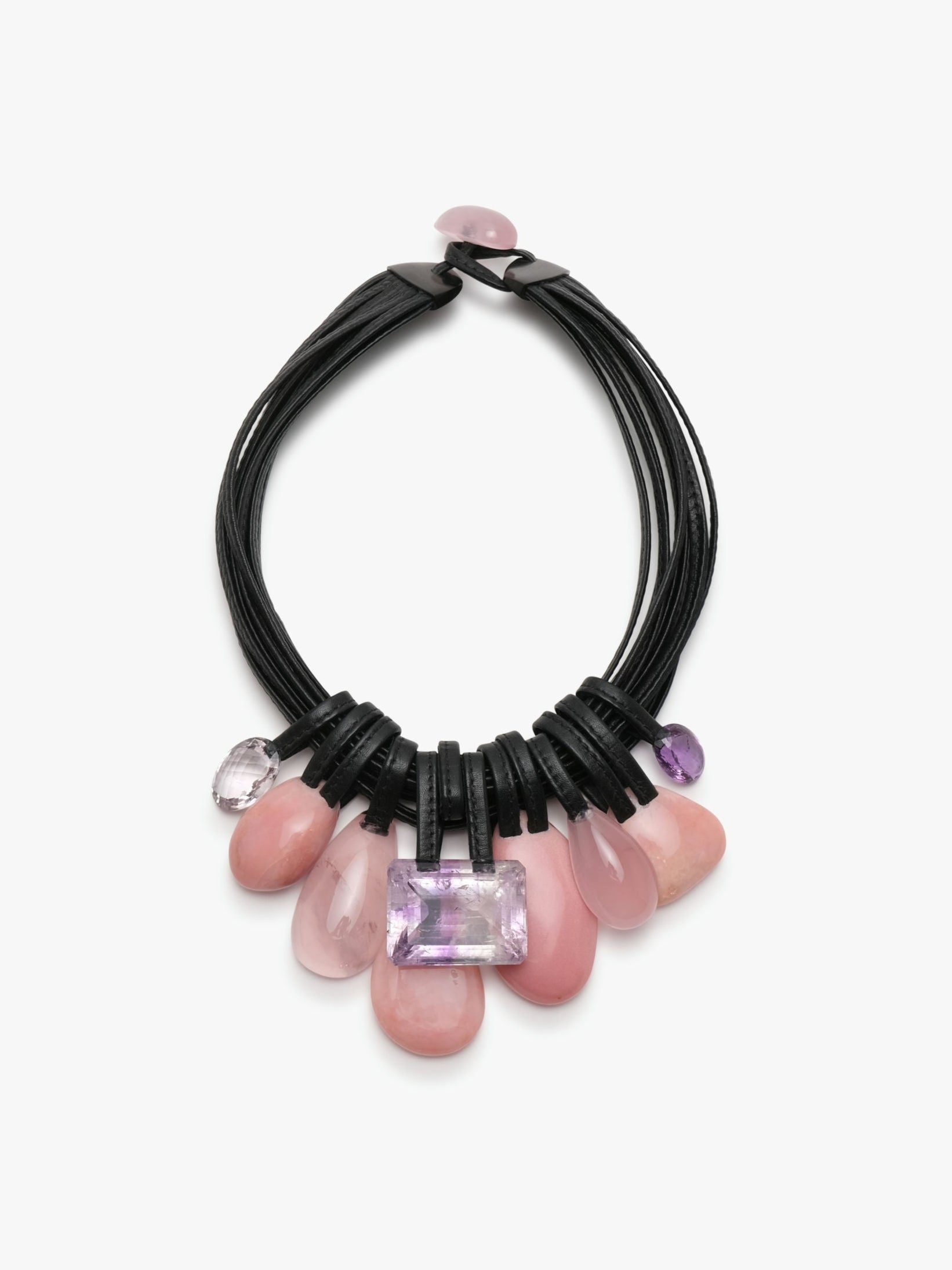 Necklace: Andean opal, rose quartz, amethyst