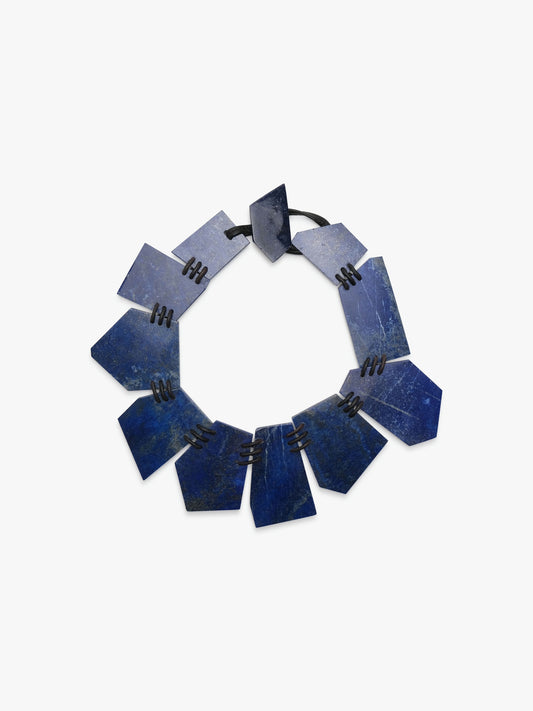 Necklace: lapis lazuli, leather