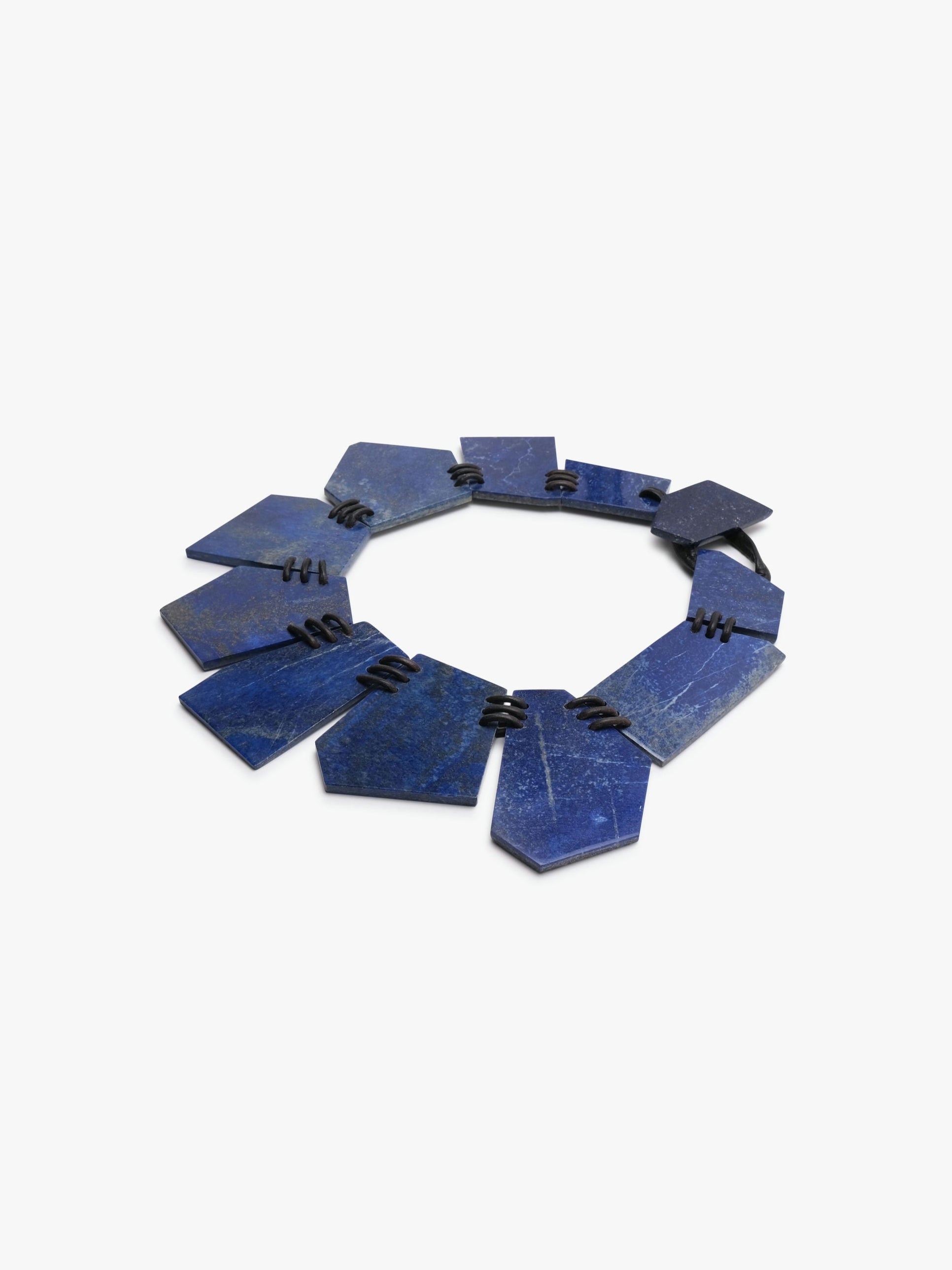 Necklace: lapis lazuli, leather