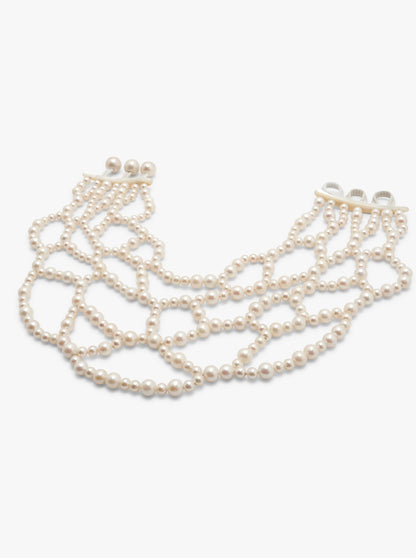 Halskæde: perler, moppe, læder