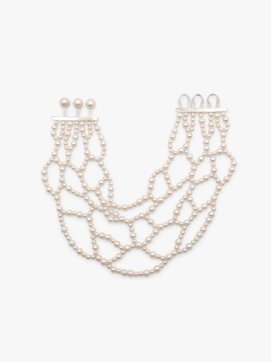 Halskæde: perler, moppe, læder