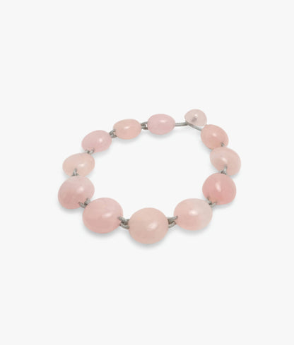 Necklace: rose quartz, wire