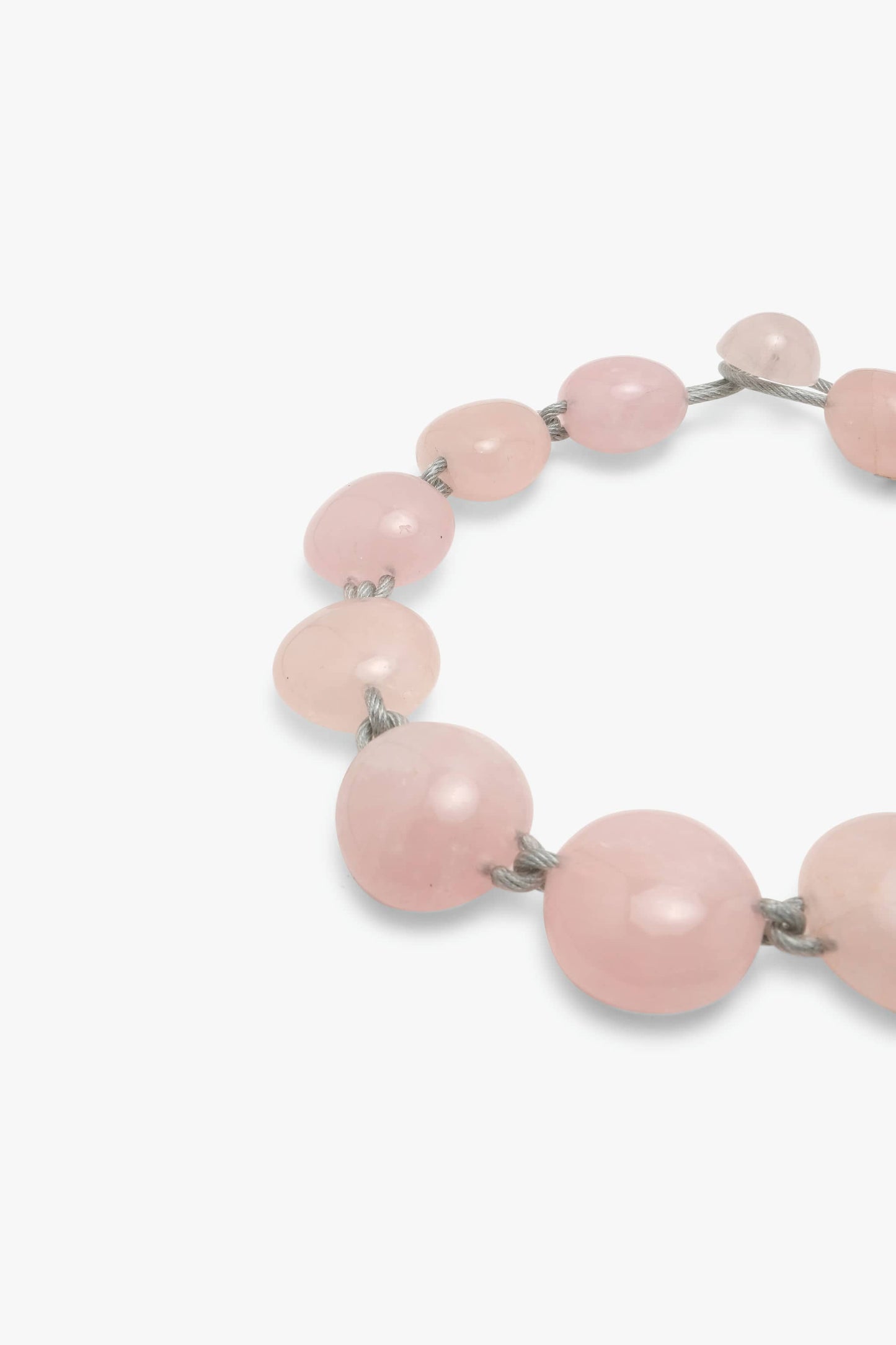 Necklace: rose quartz, wire