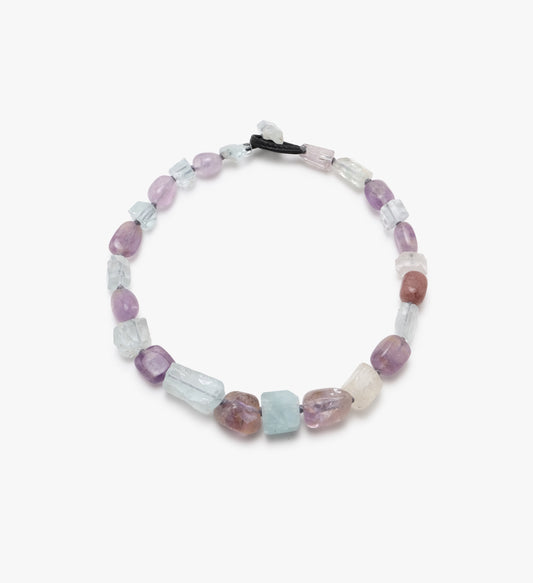 Necklace: amethyst, aquamarine, strawberry quartz