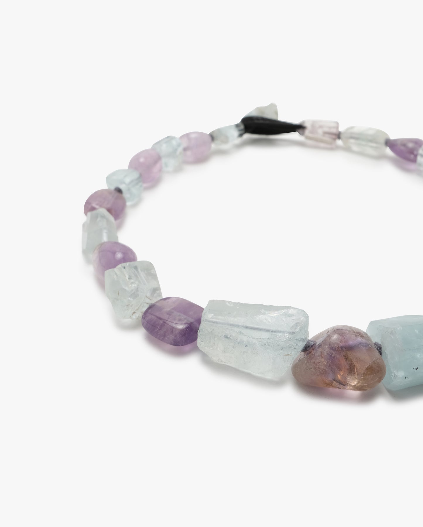 Necklace: amethyst, aquamarine, strawberry quartz