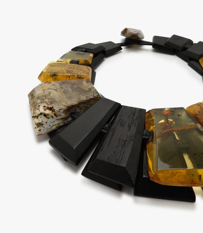 Necklace: amber, ebony, marsh oak