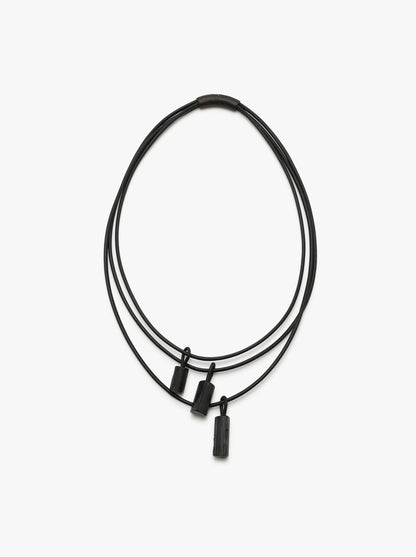 Necklace: black tourmaline, leather