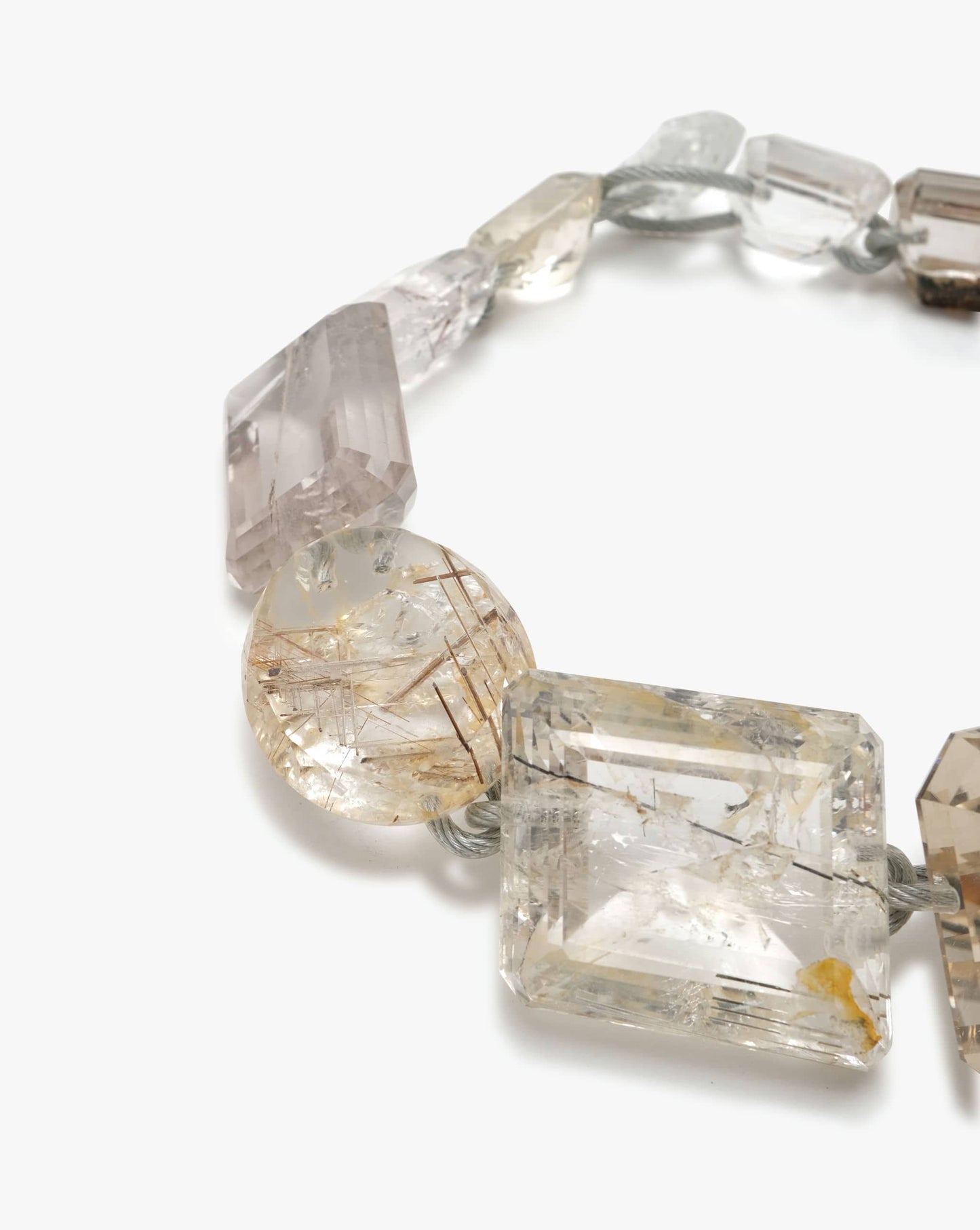 50th anniversary necklace: mountain crystal, ruthilated quartz