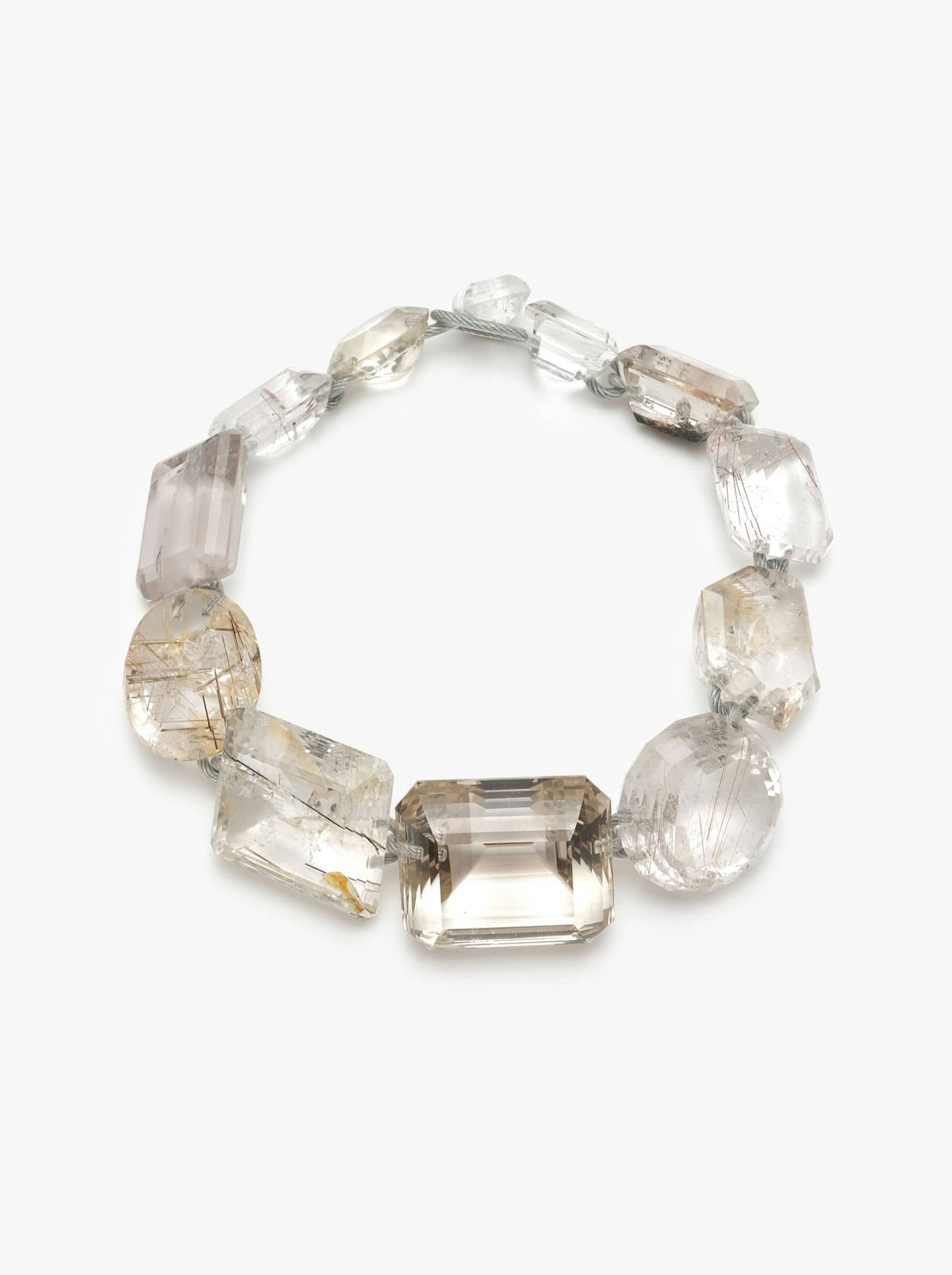 50th anniversary necklace: mountain crystal, ruthilated quartz