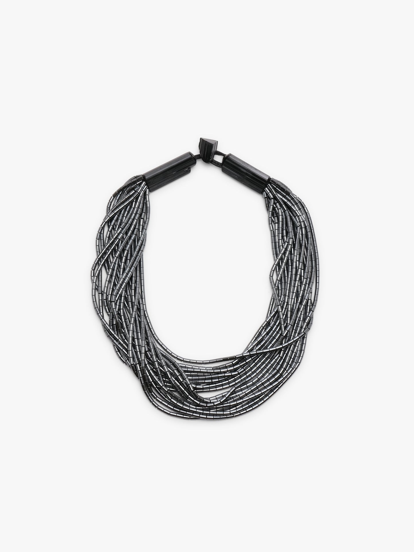 Necklace: tourmaline, hematite