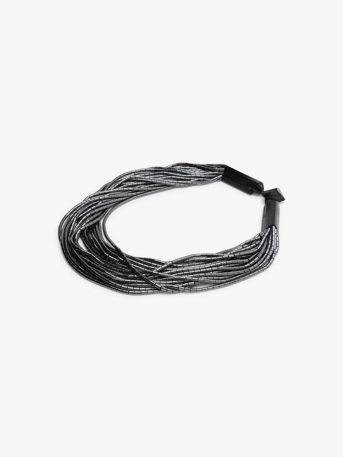 Necklace: tourmaline, hematite