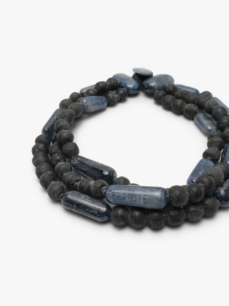 Necklace: kyanite, antique glass