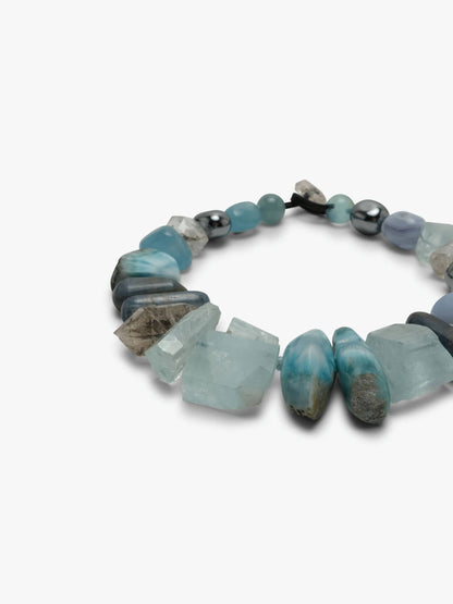 Necklace: chalcedony, aquamarine, kyanite, larimar