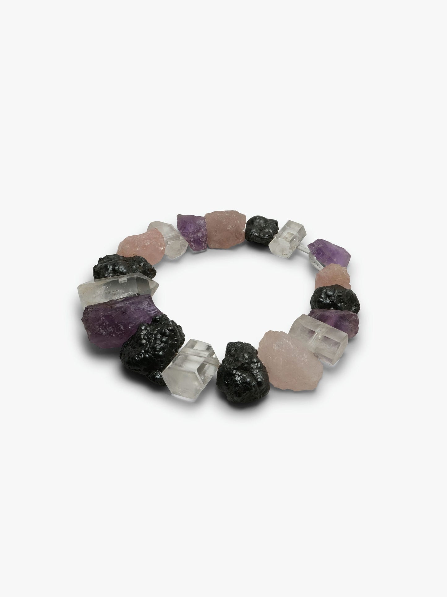 Necklace: mountain crystal, rose quartz, amethyst