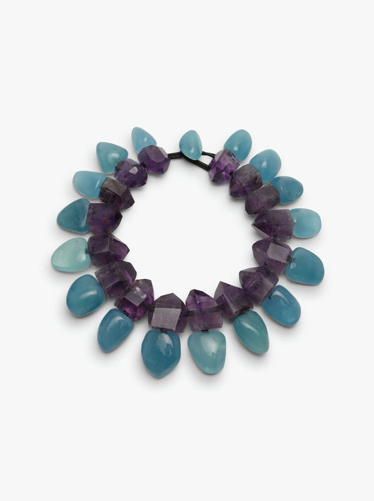 Necklace: amethyst, aquamarine