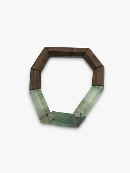 Necklace: bog oak, fluorite