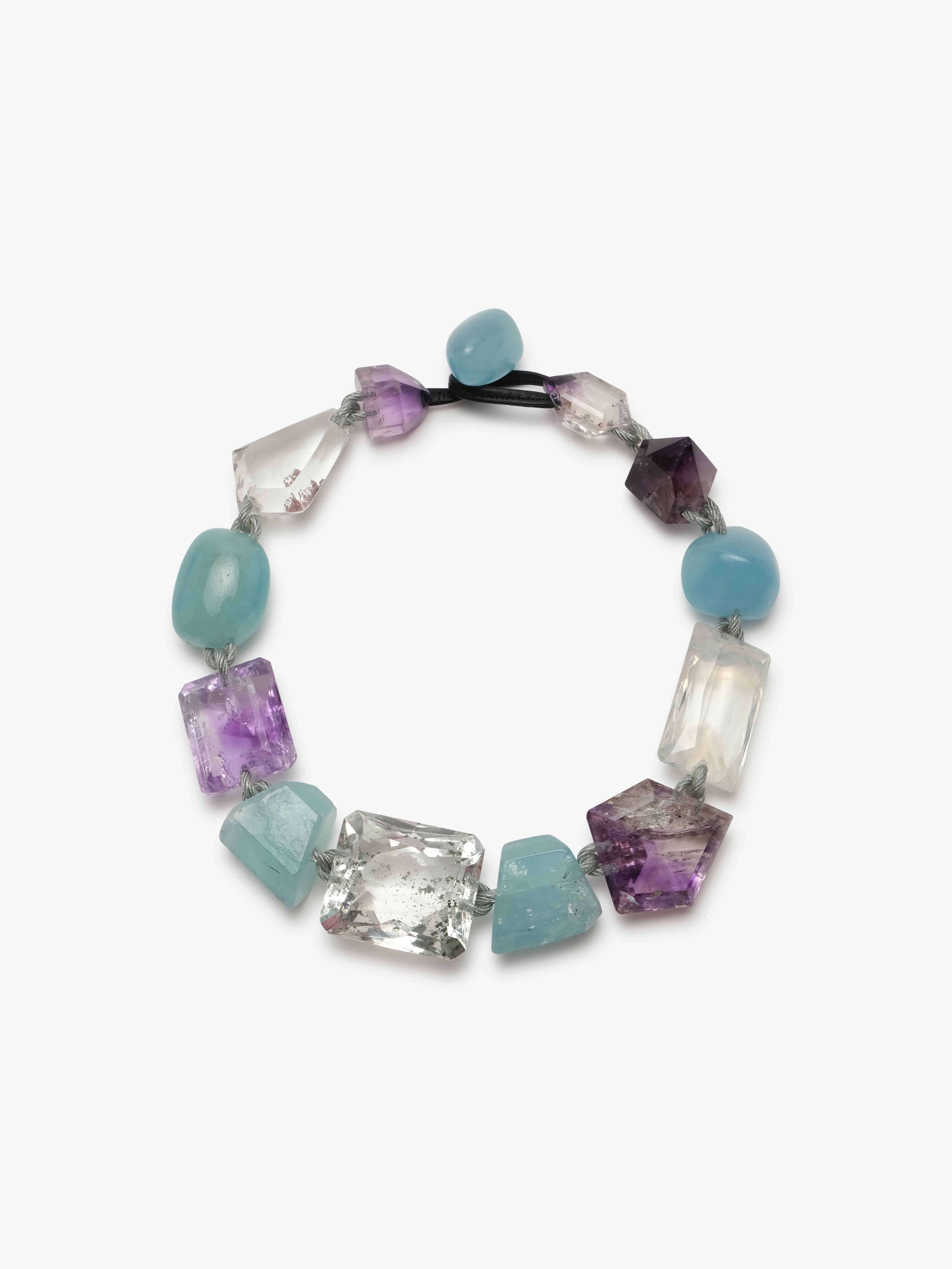 Necklace: aquamarine, amethyst, quartz