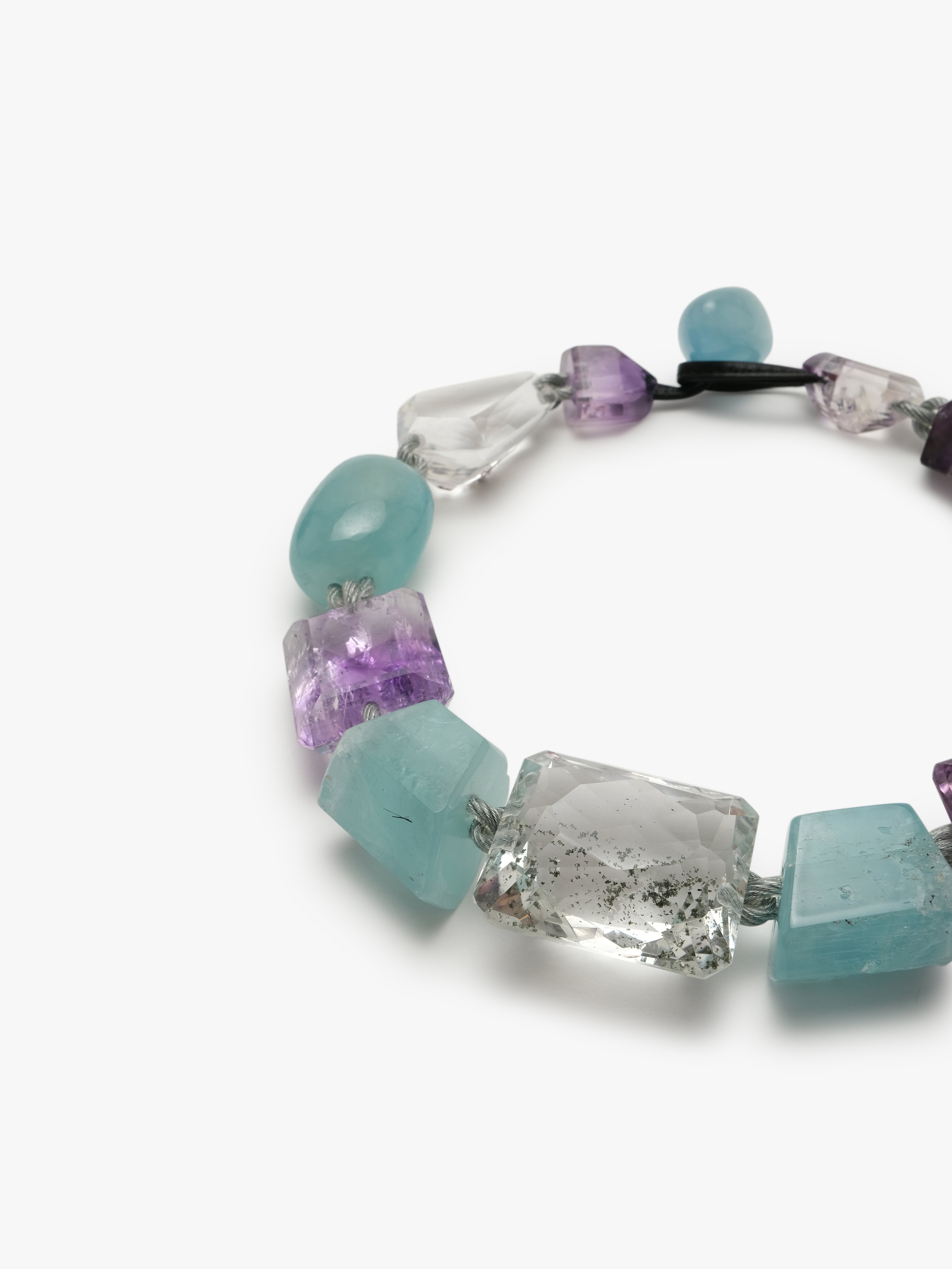 Necklace: aquamarine, amethyst, quartz