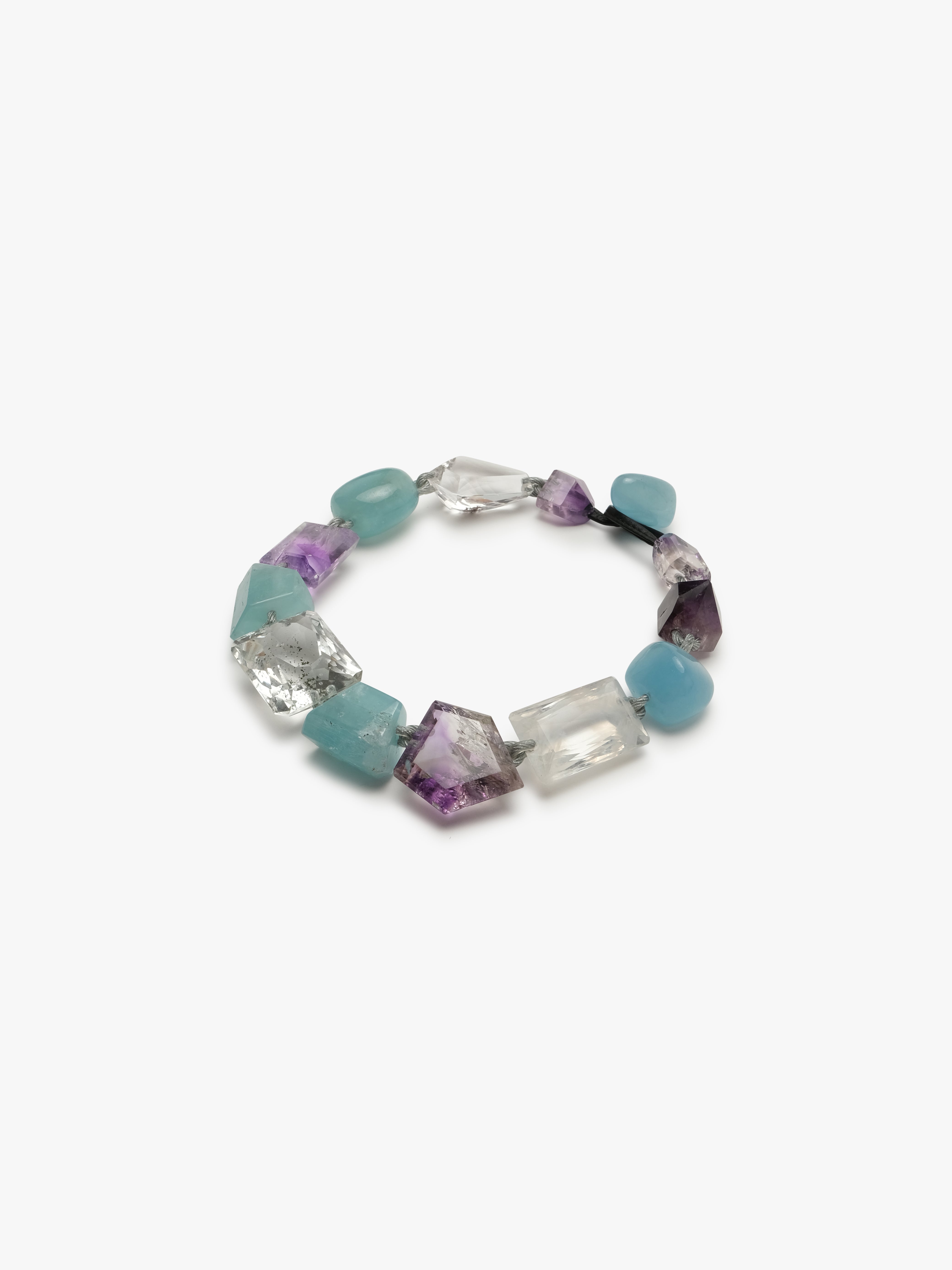 Necklace: aquamarine, amethyst, quartz